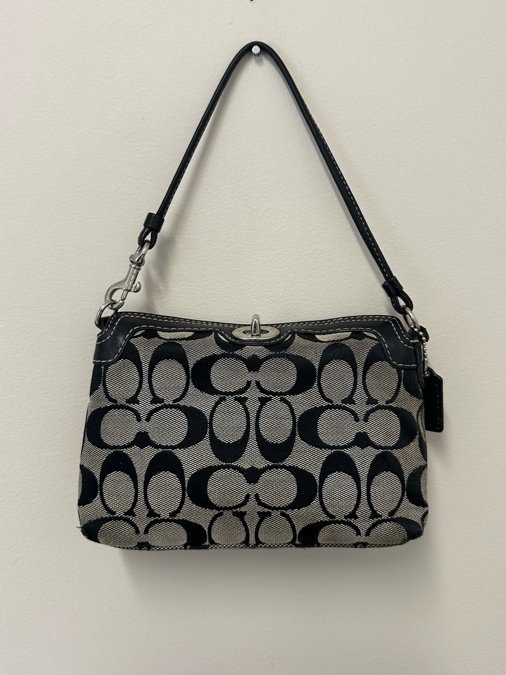 Coach Turnlock Wristlet in Signature Jacquard Canvas with Leather Trim
